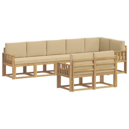 Utomhussoffset 8 st Vit och Beige Polyester