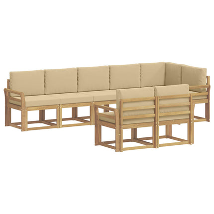 Utomhussoffset 8 st Vit och Beige Polyester