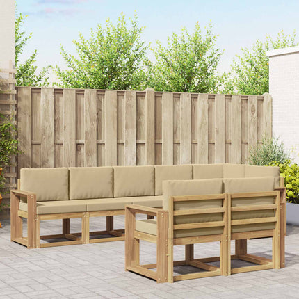 Utomhussoffset med kudde 8 pcs Vit och Beige Polyester