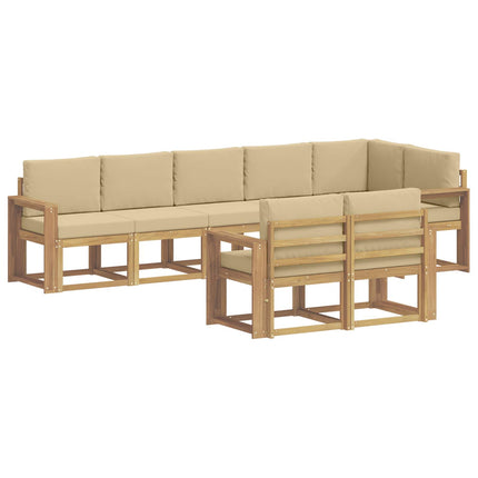 Utomhussoffset med kudde 8 pcs Vit och Beige Polyester