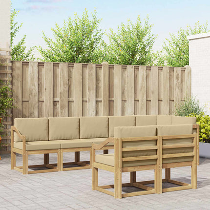 Utomhussoffset med kudde 8 pcs Vit och Beige Polyester