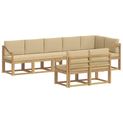 Utomhussoffset 8 st Vit och Beige Polyester
