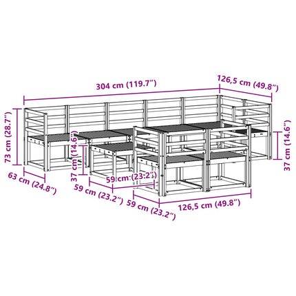 Utomhussoffset 9 pcs Vit Massivt Akaciaträ