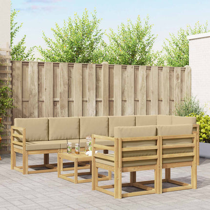 Utomhussoffset med kudde 9 pcs Vit och Beige Polyester