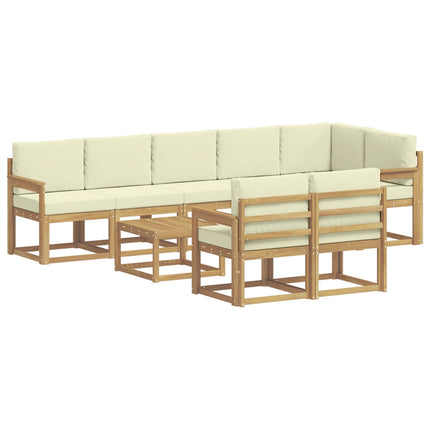 Utomhussoffset med kudde 9 pcs Vit och grädde Polyester