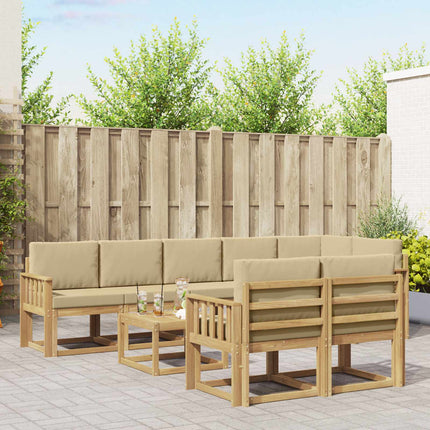 Utomhussoffset med kudde 9 pcs Vit och Beige Polyester