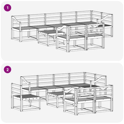 Utomhussoffset 9 pcs Vit Massivt Akaciaträ