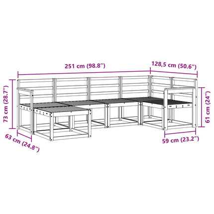 Utomhussoffset 6 pcs Vit Massivt Akaciaträ