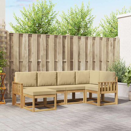 Utomhussoffset med kudde 6 pcs Vit och Beige Polyester