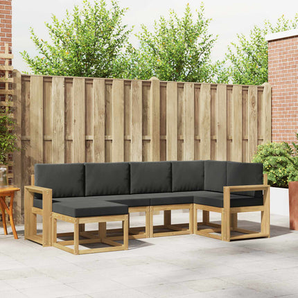 Utomhussoffset med kudde 6 pcs Vit och antracit Polyester