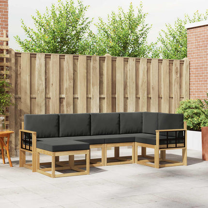 Utomhussoffset med kudde 6 pcs Vit och antracit Polyester