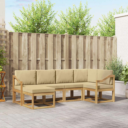 Utomhussoffset med kudde 6 pcs Vit och Beige Polyester