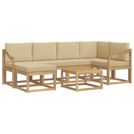 Utomhussoffset 7 st Vit och Beige Massivt Akaciaträ