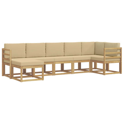 Utomhussoffset 7 st Vit och Beige Polyester