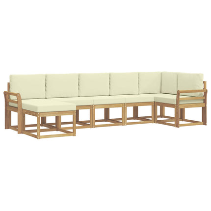 Utomhussoffset med kudde 7 pcs Vit och grädde Polyester