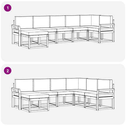 Utomhussoffset med kudde 7 pcs Vit och grädde Polyester