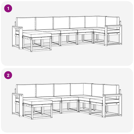 Utomhussoffset med kudde 7 pcs Vit och ljusgrå