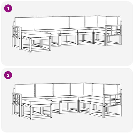 Utomhussoffset med kudde 7 pcs Vit och ljusgrå