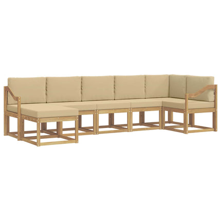 Utomhussoffset med kudde 7 pcs Vit och Beige Polyester