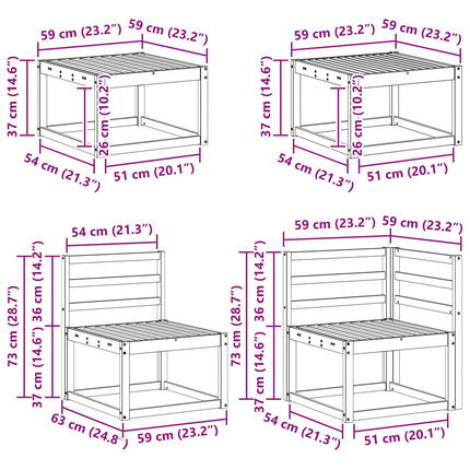 Utomhussoffset 8 pcs Vit Massivt Akaciaträ