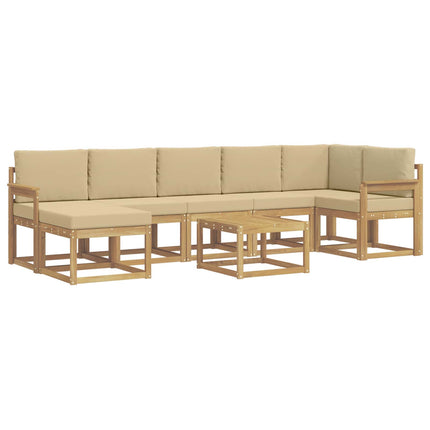 Utomhussoffset 8 st Vit och Beige Polyester