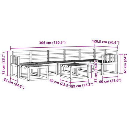 Utomhussoffset 8 pcs Vit Massivt Akaciaträ
