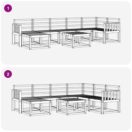Utomhussoffset 8 pcs Vit Massivt Akaciaträ