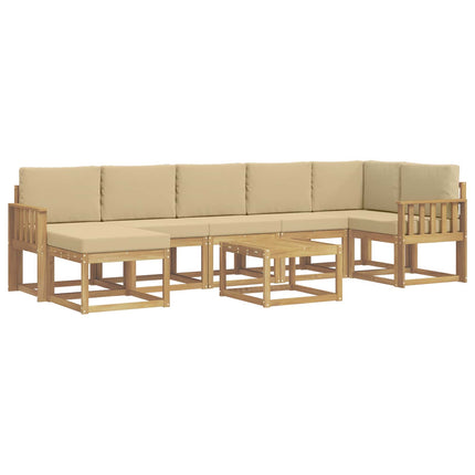 Utomhussoffset 8 st Vit och Beige Polyester