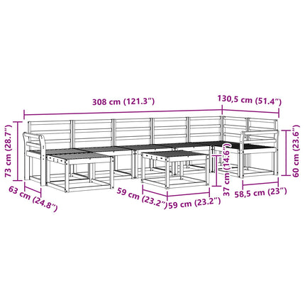 Utomhussoffset 8 pcs Vit Massivt Akaciaträ