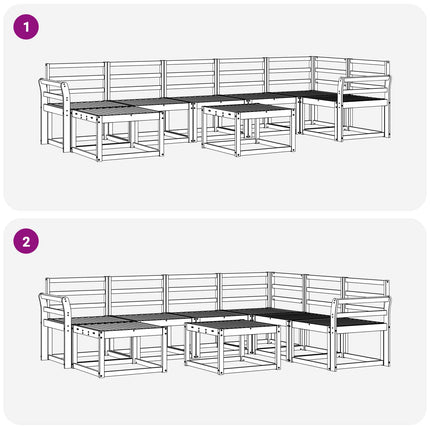 Utomhussoffset 8 pcs Vit Massivt Akaciaträ
