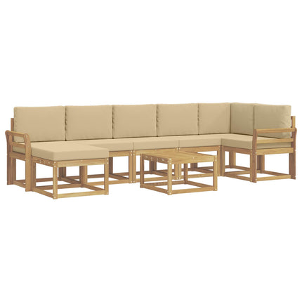 Utomhussoffset med kudde 8 pcs Vit och Beige Polyester