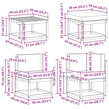 Utomhussoffset med kudde 8 pcs Vit och antracit Polyester