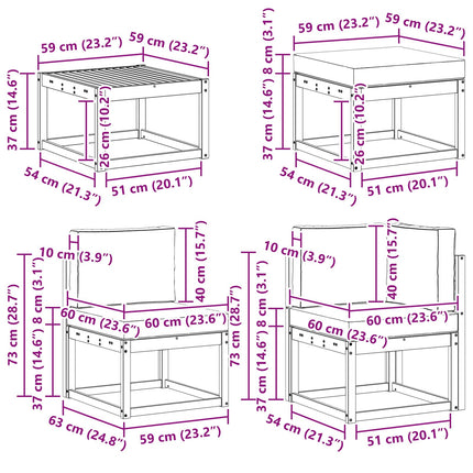 Utomhussoffset med kudde 8 pcs Vit och antracit Polyester