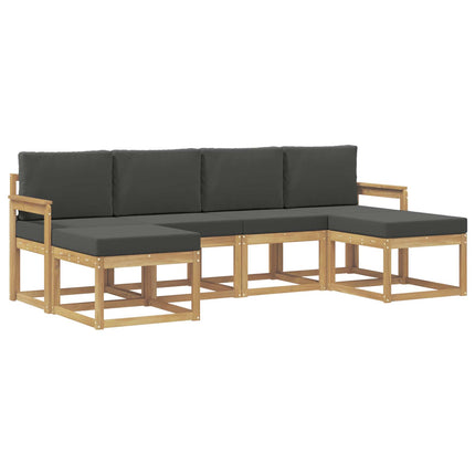 Utomhussoffset med kudde 6 pcs Vit och antracit Polyester