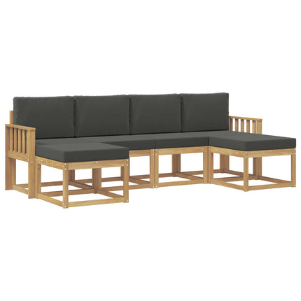 Utomhussoffset med kudde 6 pcs Vit och antracit Polyester