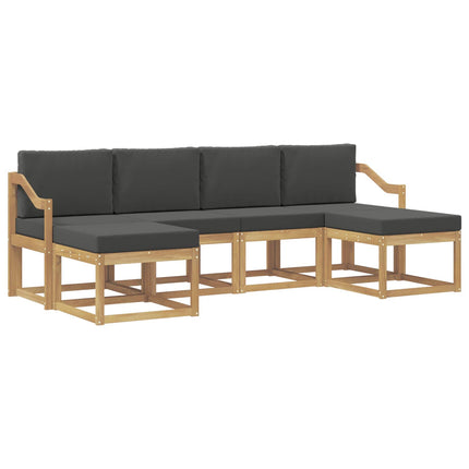 Utomhussoffset med kudde 6 pcs Vit och antracit Polyester