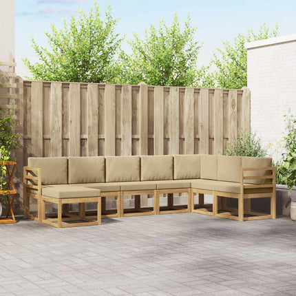 Utomhussoffset med kudde 8 pcs Vit och Beige