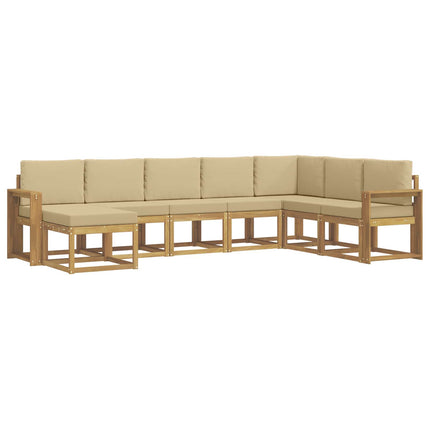 Utomhussoffset med kudde 8 pcs Vit och Beige