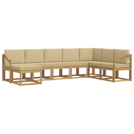 Utomhussoffset med kudde 8 pcs Vit och Beige