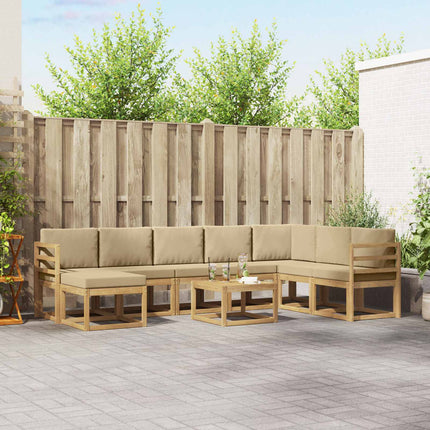 Utomhussoffset med kudde 9 pcs Vit och Beige