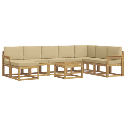 Utomhussoffset med kudde 9 pcs Vit och Beige
