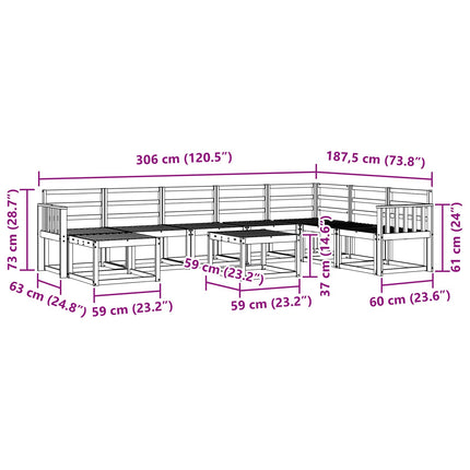 Utomhussoffset 9 pcs Vit Massivt Akaciaträ