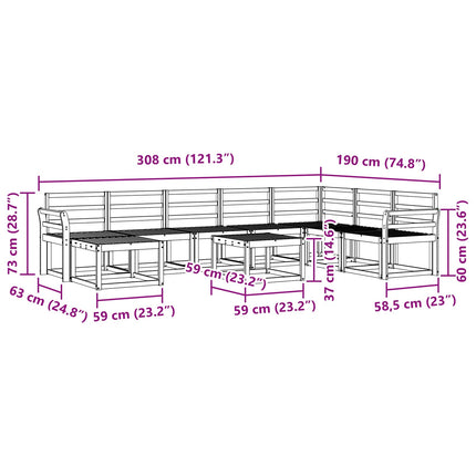 Utomhussoffset 9 pcs Vit Massivt Akaciaträ
