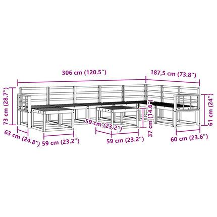 Utomhussoffset 9 pcs Vit Massivt Akaciaträ