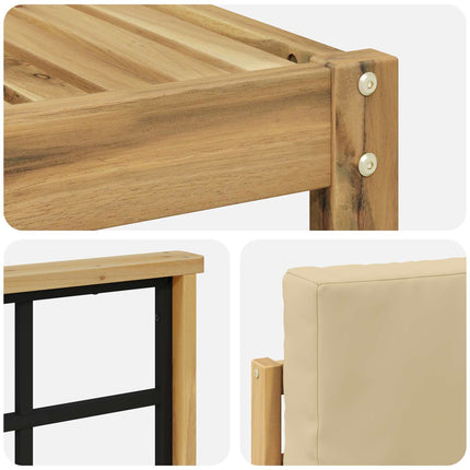 Utomhussoffset med kudde 9 pcs Vit och Beige