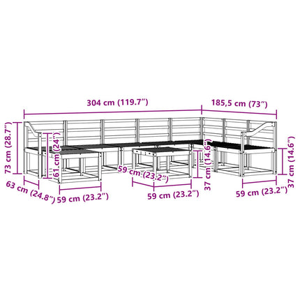 Utomhussoffset 9 pcs Vit Massivt Akaciaträ