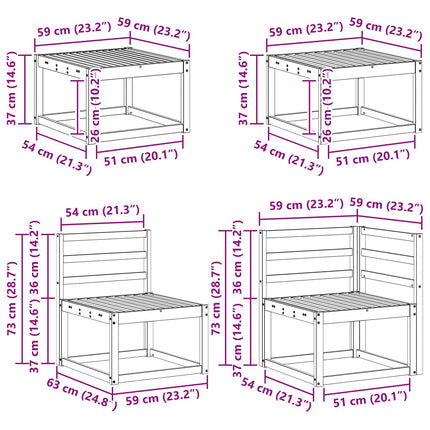 Utomhussoffset 9 pcs Vit Massivt Akaciaträ