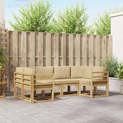 Utomhussoffset med kudde 6 pcs Vit och Beige