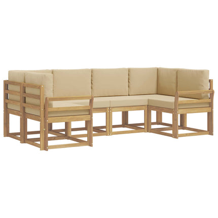 Utomhussoffset med kudde 6 pcs Vit och Beige