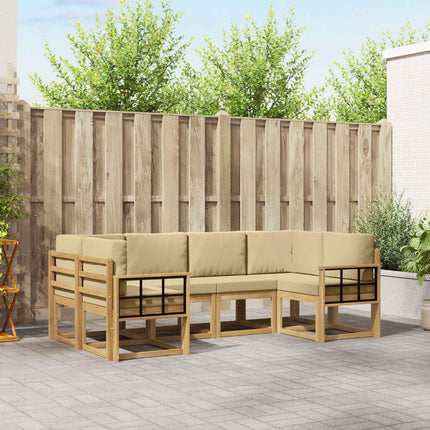 Utomhussoffset med kudde 6 pcs Vit och Beige
